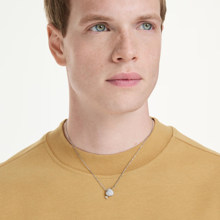 Idyllia pendant Mixed cuts, Heart with arrow, White, Mixed metal finish